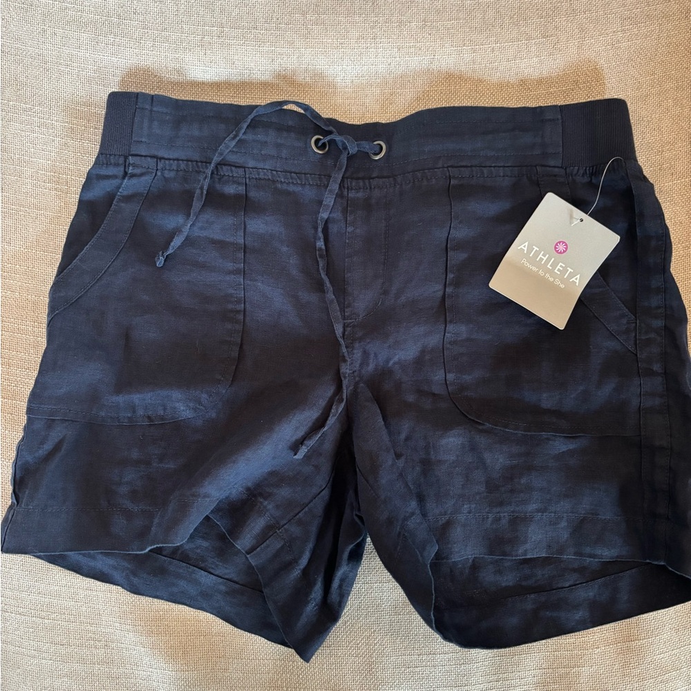Athleta Navy Blue Linen Shorts